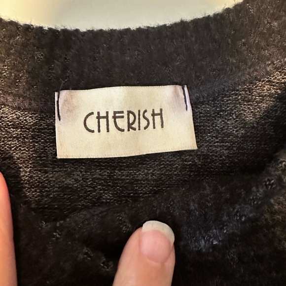 Cherish Charcoal Gray Sweater w/ pleat sleeve detail. EUC - Picture 3 of 3